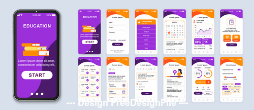 Purple-background-education-mobile-app-Ui-Kit-Screen-vector